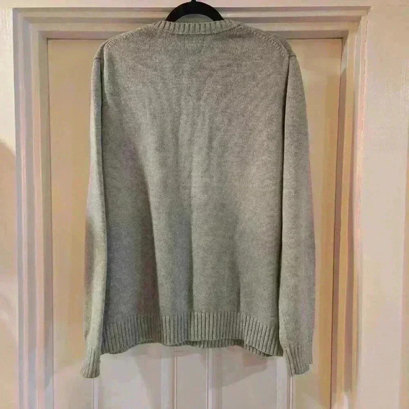 L.L. Bean Mens V-Neck 100% Cotton Pullover Sweater Blue Gray Size Large - Picture 2 of 9